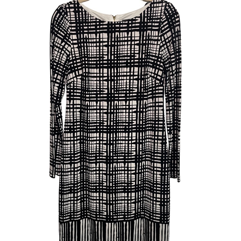 Vince Camuto Black and White Long Sleeve Sheath Dress, Sz 6 NWOT